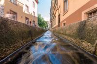Freiburger Bächle im Wasserspiegel