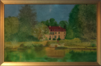 Schlossspiegelung im Queen-Auguste-Victoria-Park: Gemälde der Künstlerin Gabriele Burgmann.